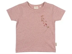 Lysrød meleret T-shirt med blomsterprint på brystet PP234 bright rose